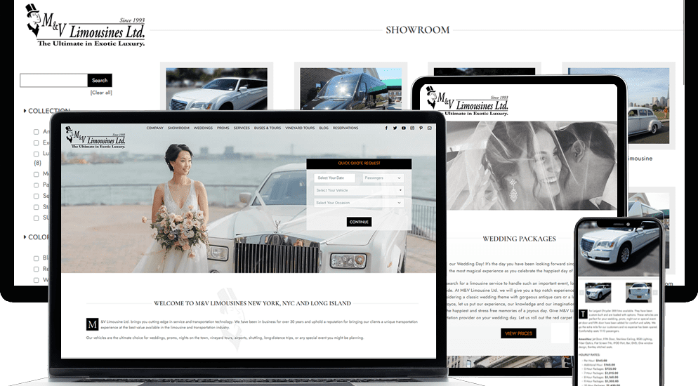 Limo website, limo company website, limousine website, booking limo website