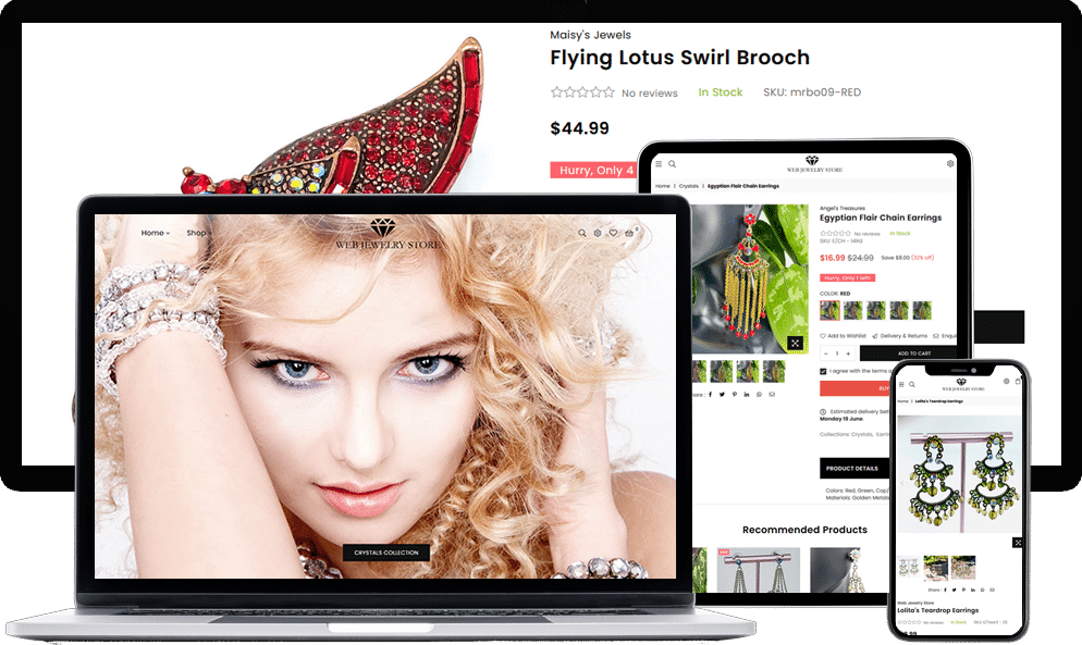 WooCommerce, Shopify eCommerce website, jewelry store online website, e-commerce web design